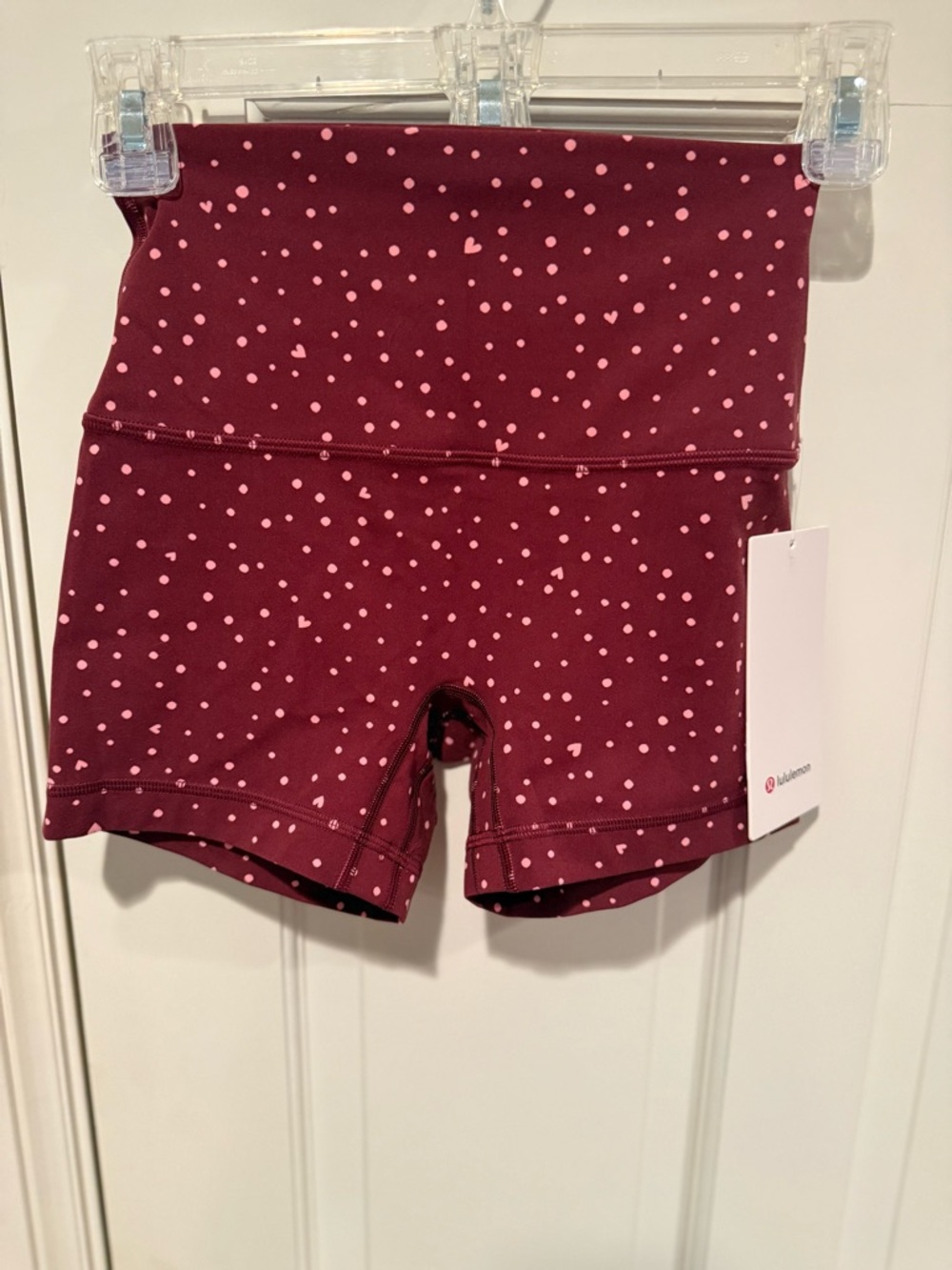 NWT lululemon Maroon Red 4” Align High Rise Shorts Pink Heart Dot Valentine 4